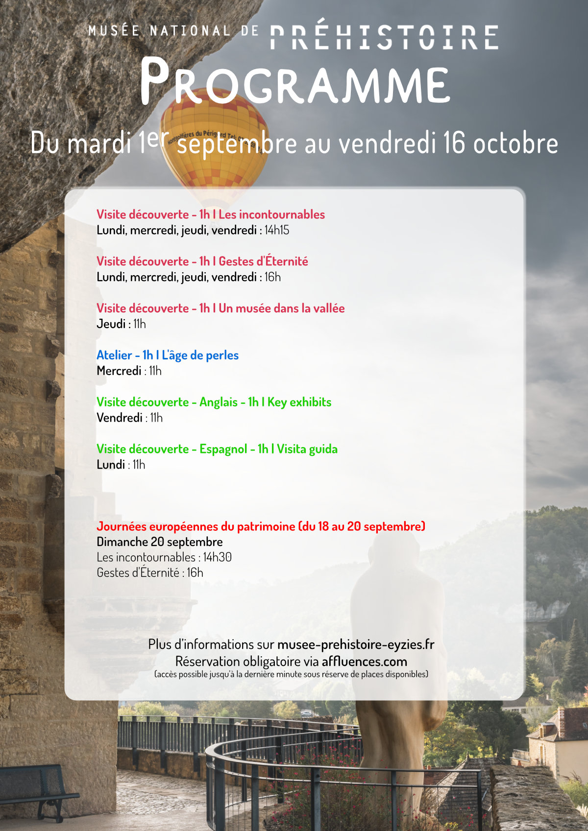 Programme du 1er septembre au 16 octobre